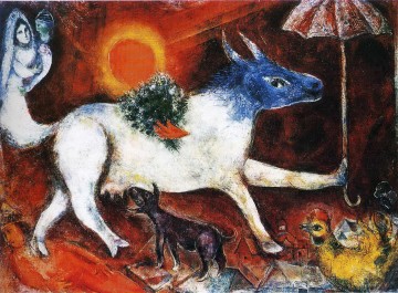  Chagall Pintura Art%C3%ADstica - Vaca con sombrilla contemporáneo Marc Chagall
